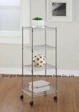 Four Tiers Chrome Plated Home Use Wheeled Wire Shelf (4545170)