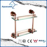 Wall Mount 2 Tier Glass Shelf in Gold Rose (AA6520)
