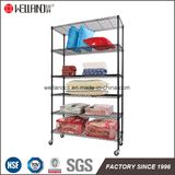Rolling 6 Shelf Adjustable Black Steel Wire Storage Shelving Rack Hot Sale for South Africa