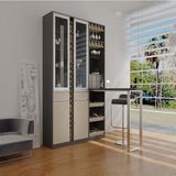 Concise Style Brown Bake Lacquer Tall Wine Rack with Worktop