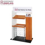 Metal and Wood Floor Standing Wine Display Rack with LCD