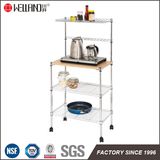 Rolling 4 Tiers NSF Chrome Wire Metal Kitchen Microwave Oven Rack with Wheels