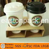 Disposable 2-Cup Paper Coffee Cup Holder Tray