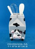 Ceramic Cow Utensil Holder for Home/Kitchen Decoration