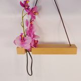 Unique  Glass Tube Flower Holder with Hanging Beech Wood Decoration