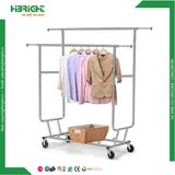 Mobile Folding Chrome Display Garment Rack Retail Portable Used Custom Clothing Rack with Wheels for Sale