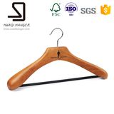 Deluxe Wooden Hanger, Brown Clothes Hanger with Bar