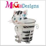 Lovely Cat Animal Garden Pot Metal Decoration Planter