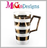 Gold Cross Tripe Charming Unadorned Ceramic Travel Mug