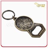Antique Brass Plated Embossed Metal Bottle Opener Keyring