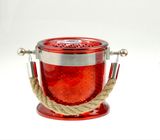 2015 Red Glass Candle Holder with Jute Rope