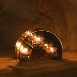 Half Round Shape Glass Tealight Holder for Valentine's Day Gift