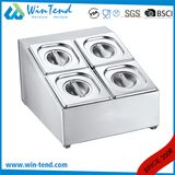 Stainless Steel Double Line Four Grids Deep Gn Gastronorm Pan with Lid Holder for Buffet
