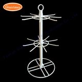 2 Rows Metal Wire Hook Rotating Hanging Keychain Counter Display Spinner Rack for Keys