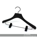 Black Wooden Suit Clothes Hanger for Closet Shop Display Clips Clothes Hanger for Suit Jacket
