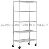 Chrome Metal Movable Wire Shelving Handcart