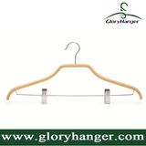 Cheap Bamboo Hanger for Household, with Matel Hook/Two Clip