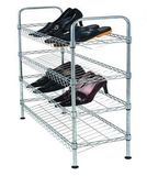 Slanted 3 Shelves DIY Slanted Chrome Plated Metal Wire Frame Shoe Rack Stand