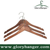 Non-Slip Walnut Wooden Clothes Garment Hanger with Notched Shoulders