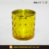Embossed Glass Candle Holder with Gold Plating