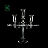 Glass Candle Holder with Three Posts by BV (10*22*34)