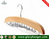 Wooden Tie Hanger with 24 Folded Metal Hook