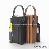 Home Furniture Cowhide Leather Single Wine Bottle Holder Display Rack