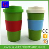 14oz Bamboo Fiber Coffee Mug and Cup with Silicone Holder, Green Water Bottle