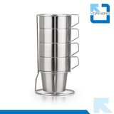 4 Pieces 300ml Stainless Steel Coffee Cup with Holder Tea Mug Cup Sets