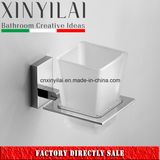 Rectangle Suction Chrome Tumbler Holder with Matte Glass