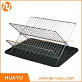 Chrome-Plated Steel Foldable X Shape 2-Tier Shelf Small Dish Drainers with Drainboard (Chrome)