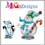 New Promotion Snowman Christmas Gifts Metal and Glass Candle Holder