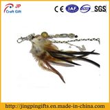Feather Metal Key Chain with Ring Holder