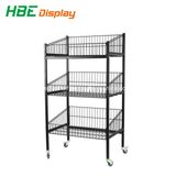 Sturdy Wire Freestanding Display Basket Rack