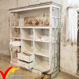 Shabby Chic Farmhouse Vintage Handmade White Wooden Bookcase and Bookshlf