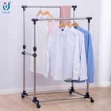 Double Pole Indoor Landing Metal Clothes Rack