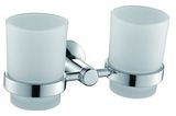 72266j Space Aluminum & Glass Double Tumbler Holder