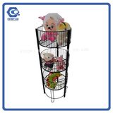 Multi-Tiered Black Metal Wire Display Stand with Strengthened Legs