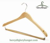 Nature Wood Garment Hanger with Trousers Bar /Metal Clips