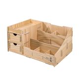 Wooden DIY Desktop Office Stationery Organizer with Drawers