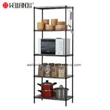 Black Powder Coated 6 Shelf DIY Adjustable Home Kitchen Open Storage Shelving Rack Unit