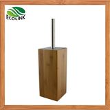 Bamboo Wooden Stainless Steel Bathroom Toilet Brush and Holder Set