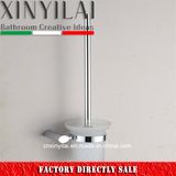 Chrome Plate Wall Mounted Brass Toilet Brush Holder with Glass Cup