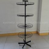 Rotating Display Shelving Stand with Wire Basket