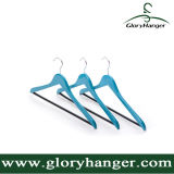 Colour Wooden Clothes Hanger with Anti Skid Round Rod