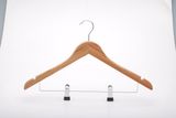 High Quality Natural Color Bamboo Suit Clothes Hanger with Trousers Press