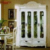 Antique Carved Wholesale Wood Wine White Cabinet Rack (GSP19-018)