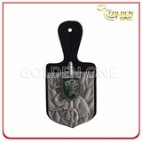 Antique Silver Plated Embossed Emblem Genuine Leather Badge