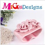 Porcelain Handmade Craft OEM Pink Flower Candle Holder