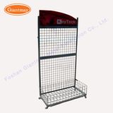 Supermarket Grid Panel Hanging Metal Storage Basket Network Display Rack with Wheel